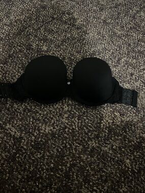 Strapless Black Bra with clear back